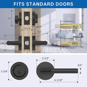 Z002-123A Matte Black Front Door Lock Set, Double Cylinder Heavy-Duty Solid Zinc Alloy | Keyed Entry