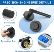 Z002-123A Matte Black Front Door Lock Set, Double Cylinder Heavy-Duty Solid Zinc Alloy | Keyed Entry