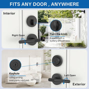 Z002-123A Matte Black Front Door Lock Set, Double Cylinder Heavy-Duty Solid Zinc Alloy | Keyed Entry