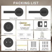 Z002-123A Matte Black Front Door Lock Set, Double Cylinder Heavy-Duty Solid Zinc Alloy | Keyed Entry