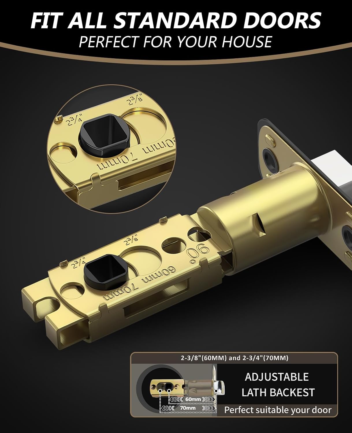 Z004-097Z Matte Black Door Handles with Single Cylinder Deadbolt, Heavy-Duty Solid Zinc Alloy | Passage