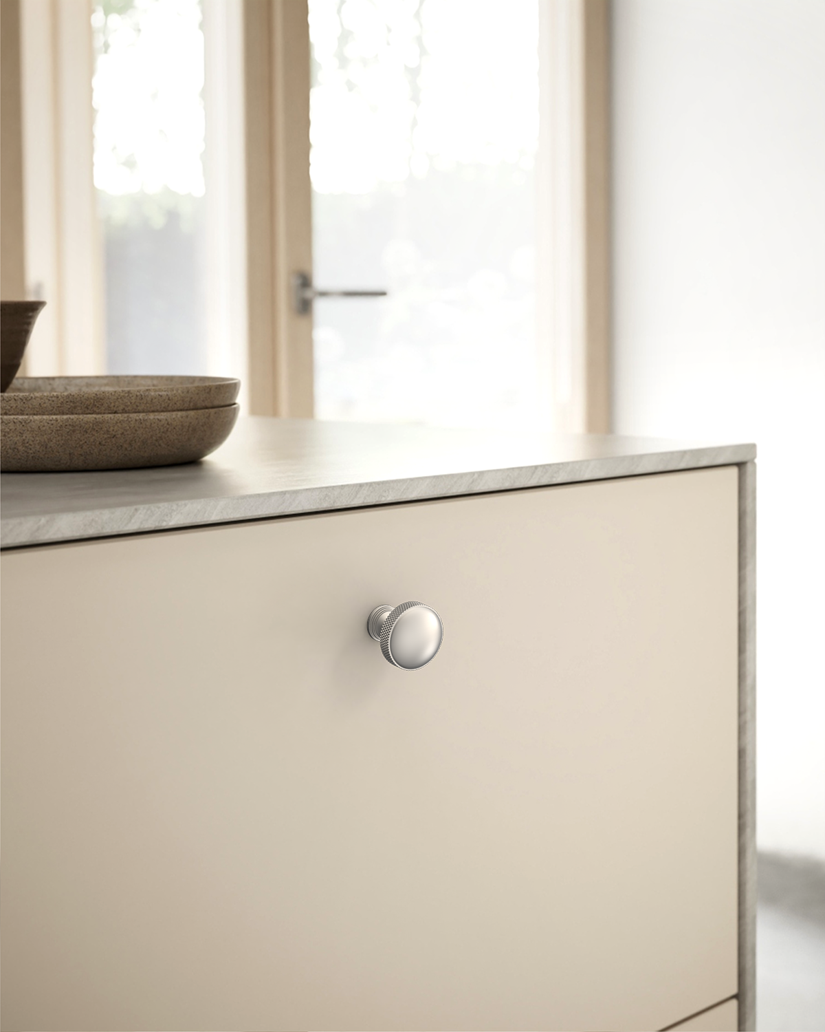 DESIGN4602 Modern Organic Champagne Bronze Cabinet Knobs – Diamond Knurled Domed Drawer Pulls