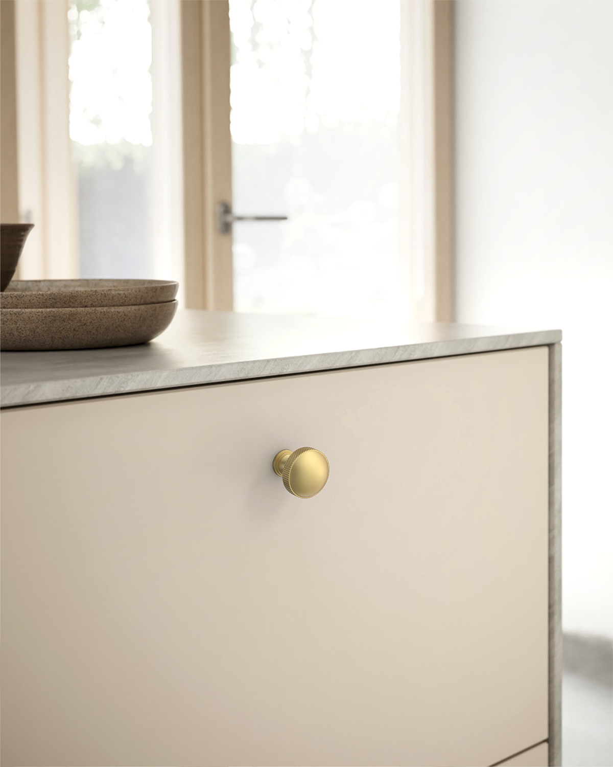 DESIGN4602 Modern Organic Champagne Bronze Cabinet Knobs – Diamond Knurled Domed Drawer Pulls