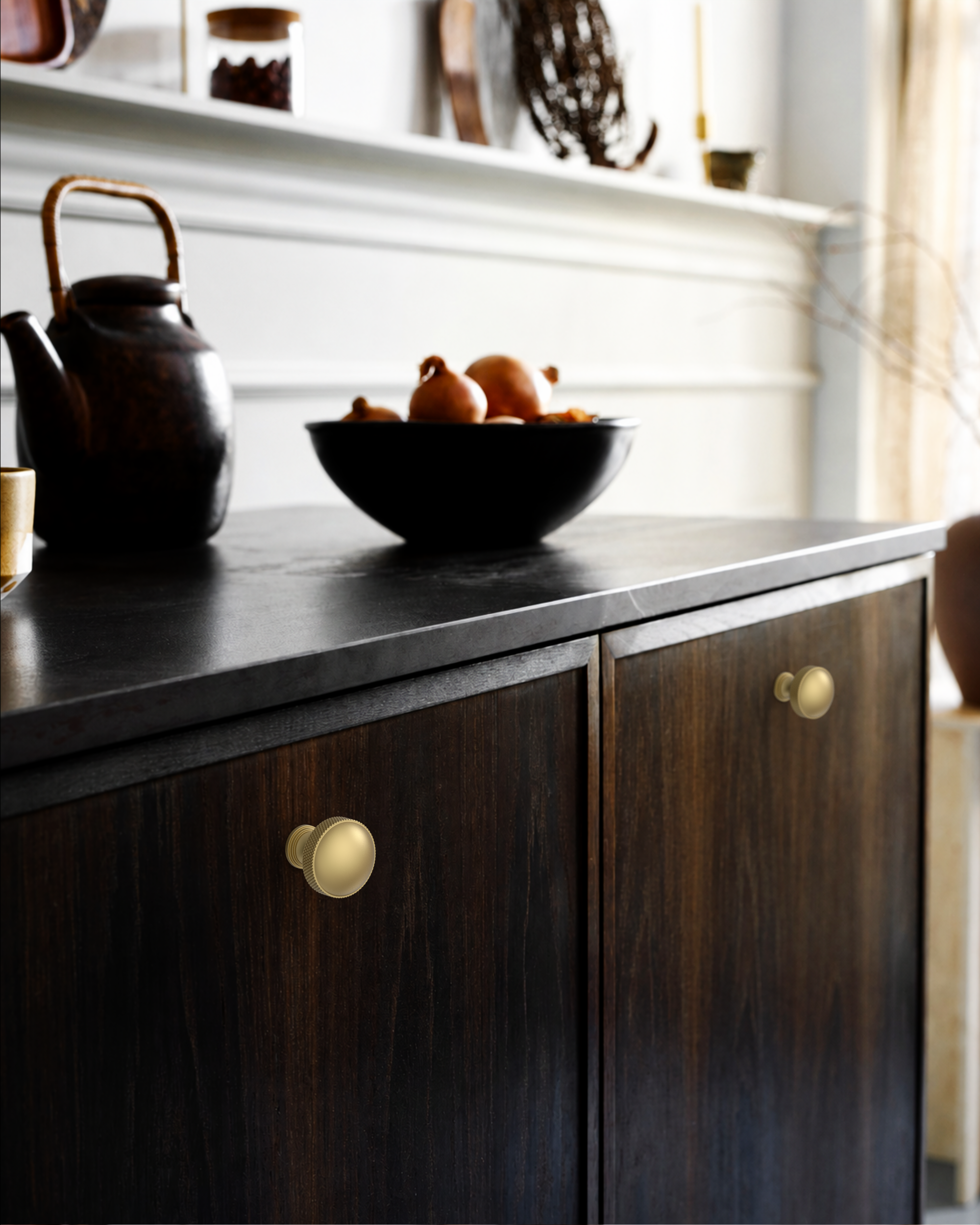 DESIGN4602 Modern Organic Champagne Bronze Cabinet Knobs – Diamond Knurled Domed Drawer Pulls
