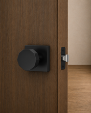 ZR01-101Z Matte Black Door Knobs, Warm Minimalism Octagonal Square Rosette | Privacy