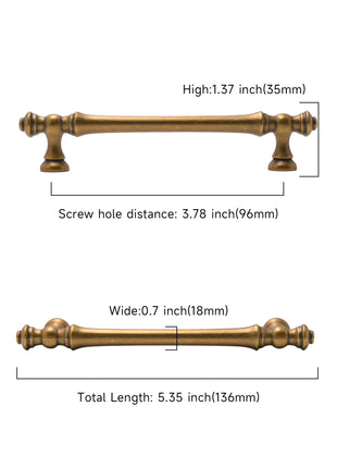DESIGN3768 Antique Brass Solid Cabinet Pulls