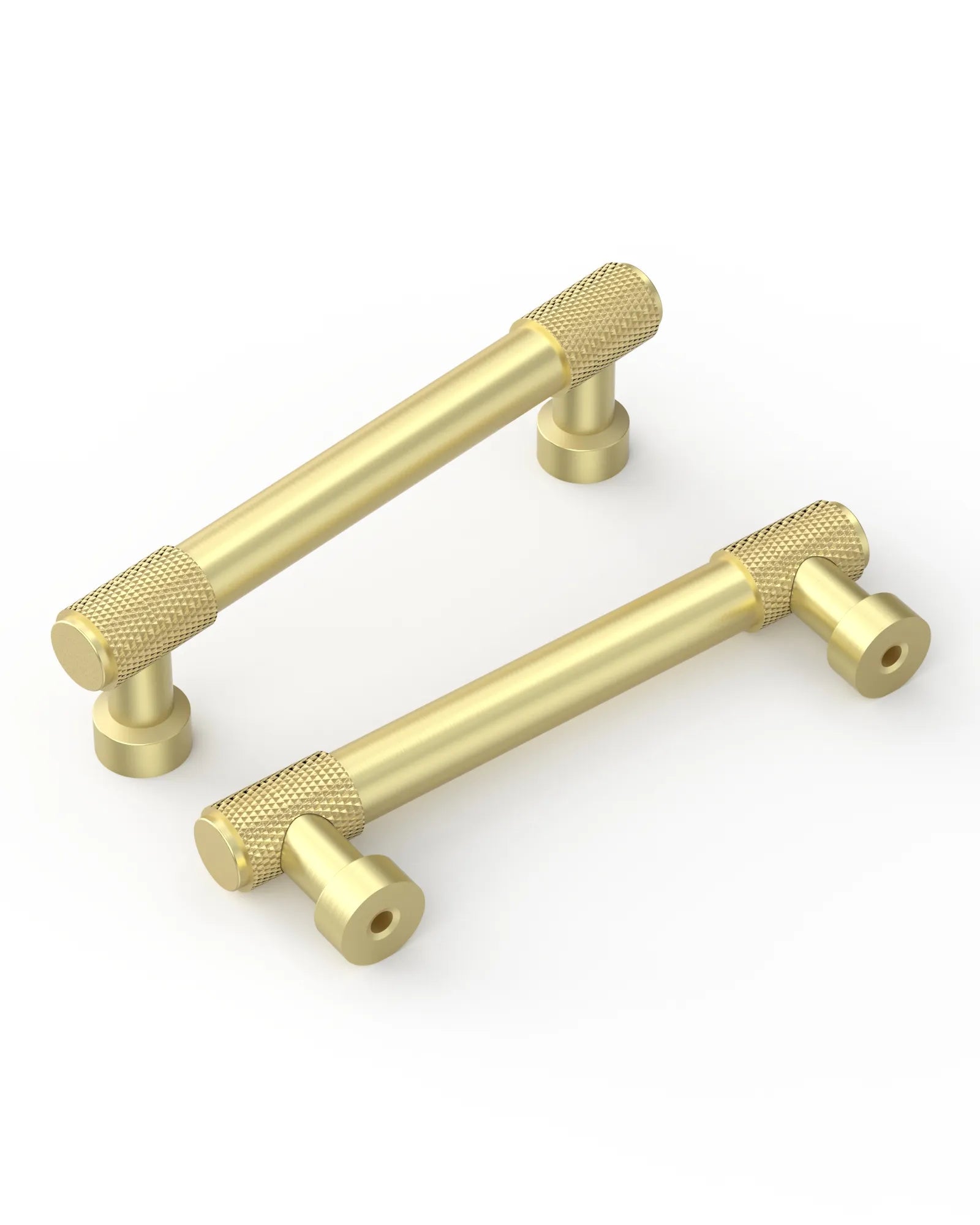 DESIGN4518 Solid Cabinet Pulls – Knurled Brushed Brass Handles for Drawers & Cabinets