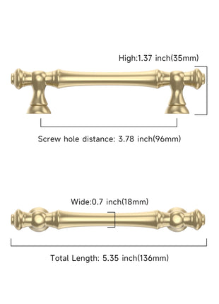 DESIGN3768 Brushed Brass Solid Cabinet Pulls