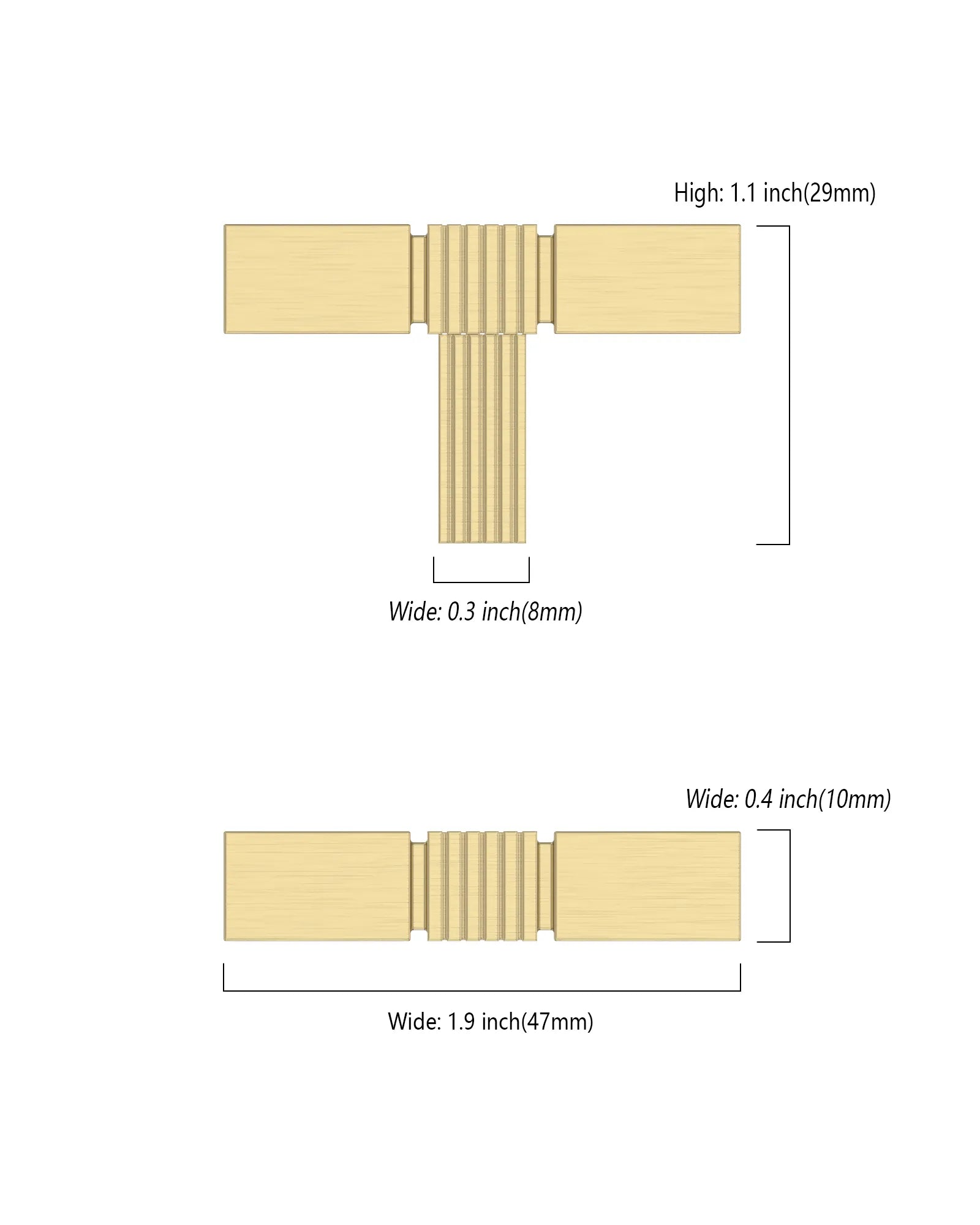 DESIGN3909 Solid Cabinet Knobs – Square Bar Hardware for Drawers, Cupboards & Closets