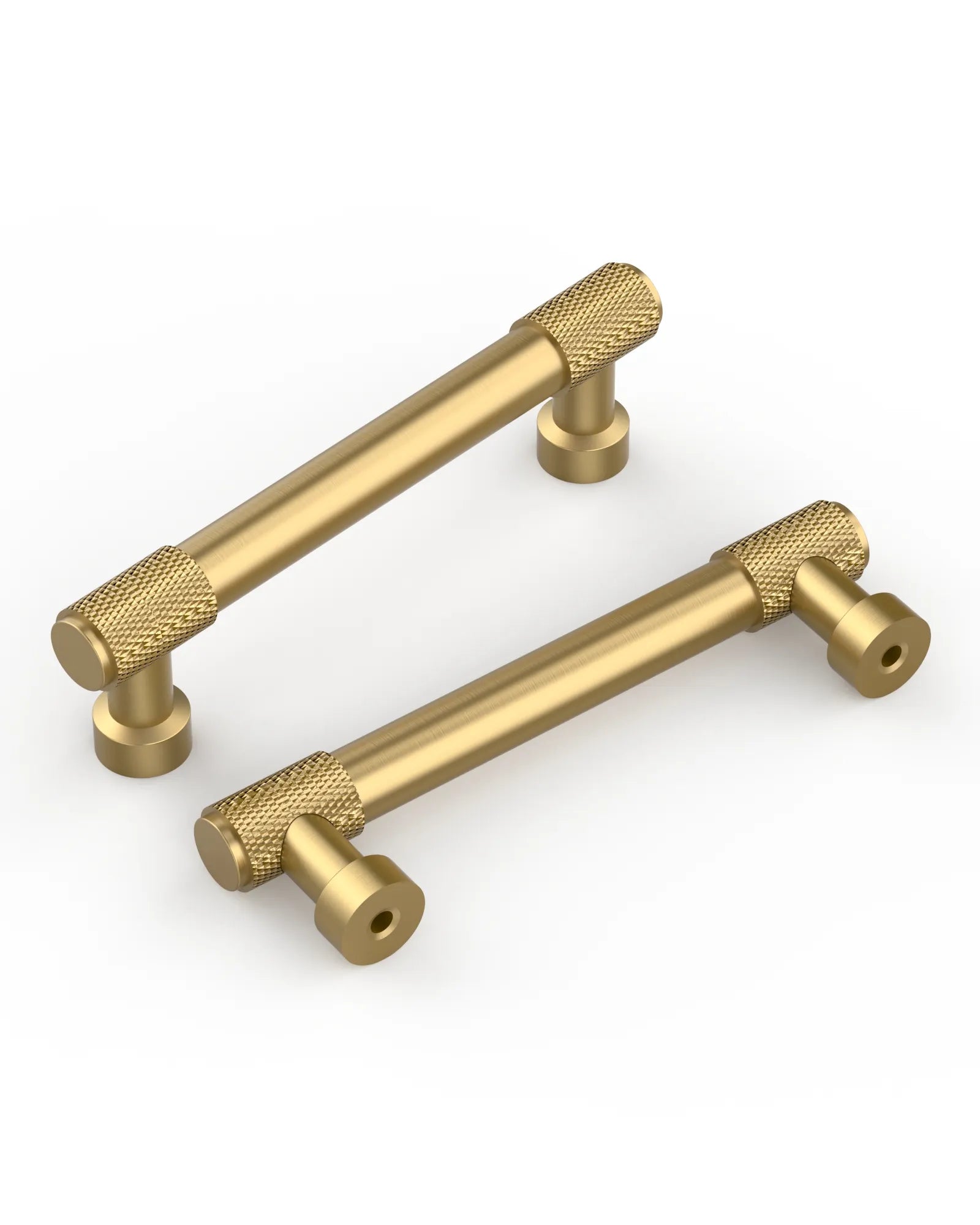 DESIGN4518 Solid Cabinet Pulls – Knurled Brushed Brass Handles for Drawers & Cabinets