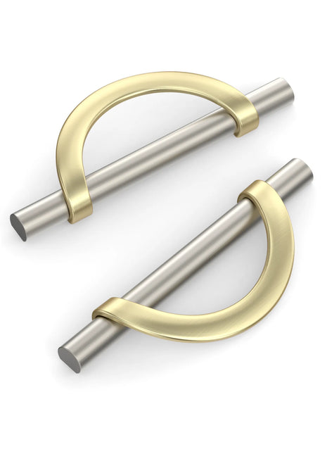 DESIGN3955 Brushed Satin Nickel and Gold Cabinet Pulls