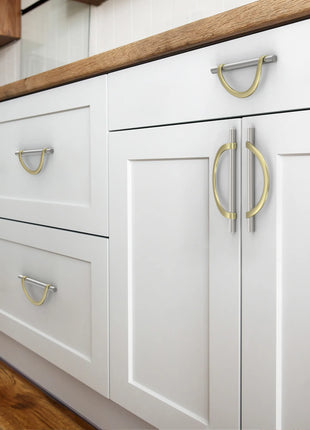 DESIGN3955 Brushed Satin Nickel and Gold Cabinet Pulls
