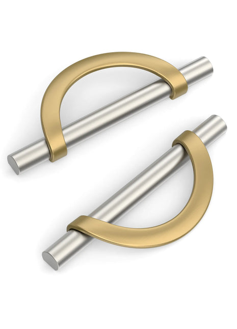DESIGN3955 Brushed Satin Nickel and Champagne Bronze Cabinet Pulls