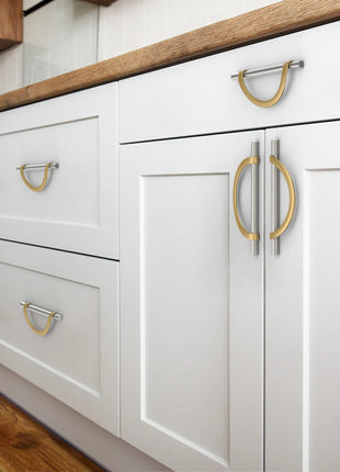 DESIGN3955 Brushed Satin Nickel and Champagne Bronze Cabinet Pulls