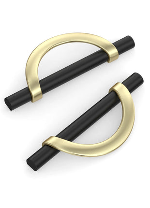 DESIGN3955 Black Brushed Gold Cabinet Pulls