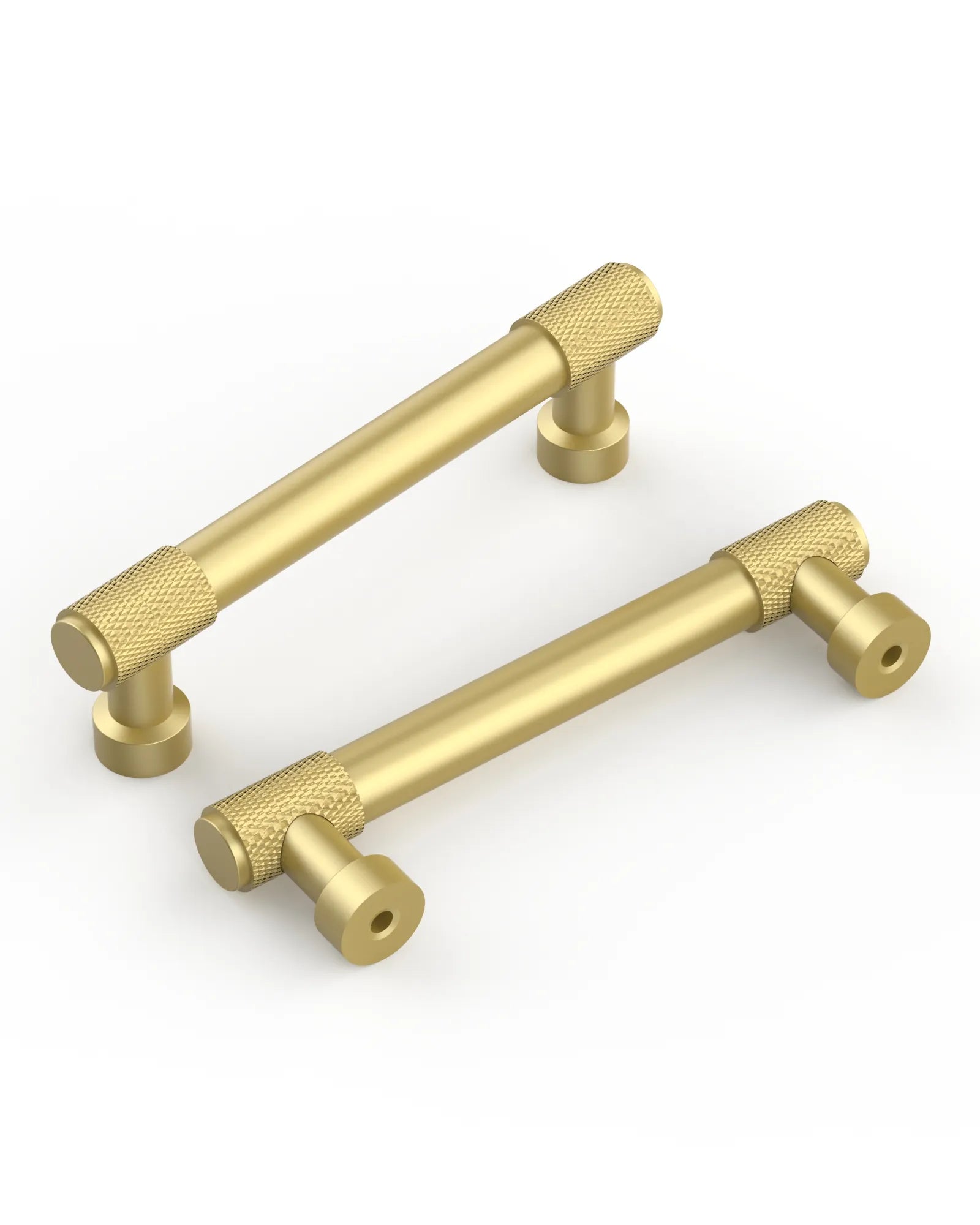 DESIGN4518 Solid Cabinet Pulls – Knurled Brushed Brass Handles for Drawers & Cabinets