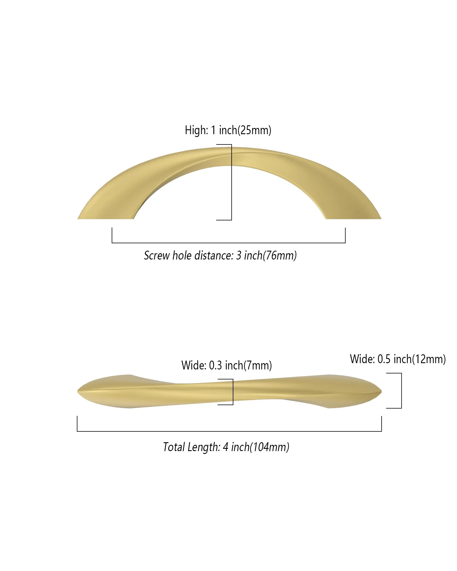 DESIGN2554 Solid Cabinet Pulls – Twisted Bar & Arched Bow Handles for Cabinets & Drawers