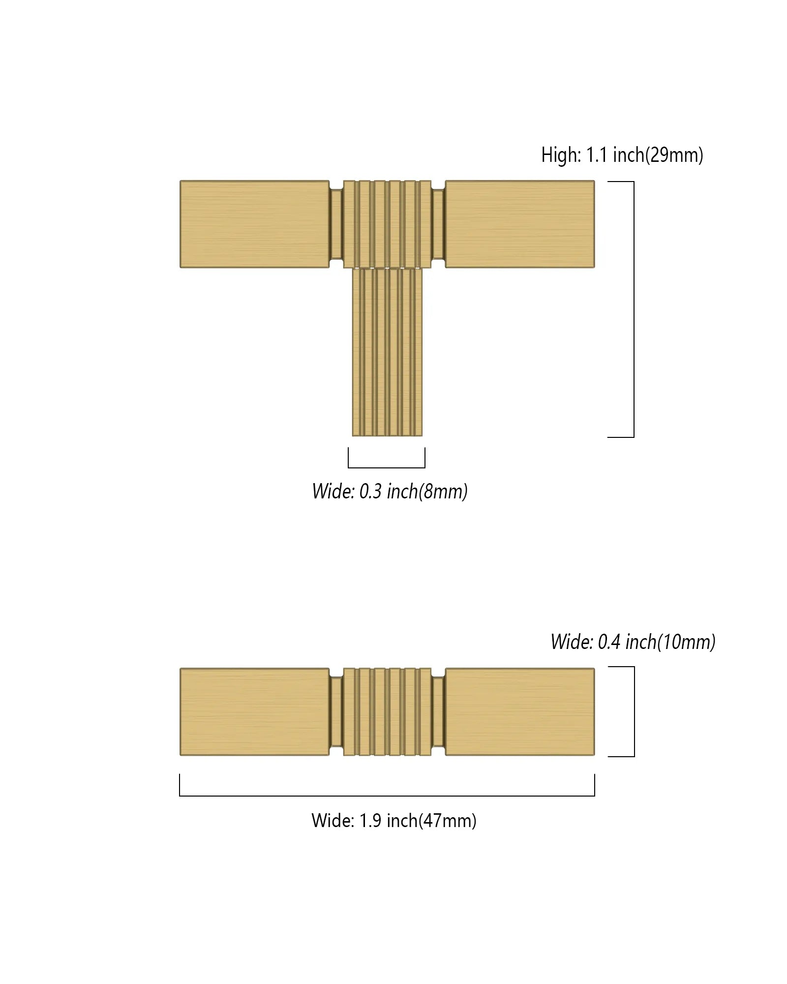 DESIGN3909 Solid Cabinet Knobs – Square Bar Hardware for Drawers, Cupboards & Closets