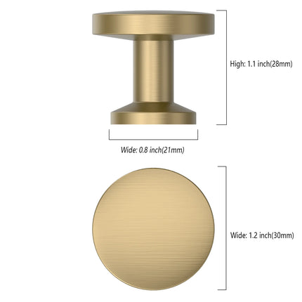 DESIGN2028 Brushed Brass Solid Knobs