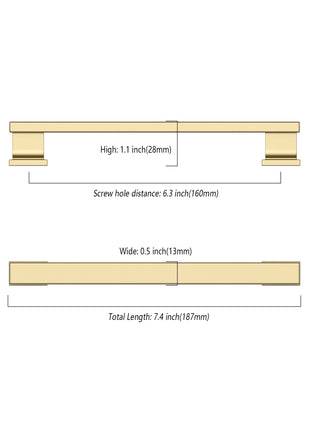 DESIGN2891 Brushed Brass Solid Handles