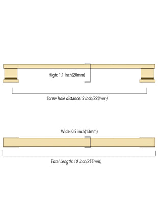 DESIGN2891 Brushed Brass Solid Handles