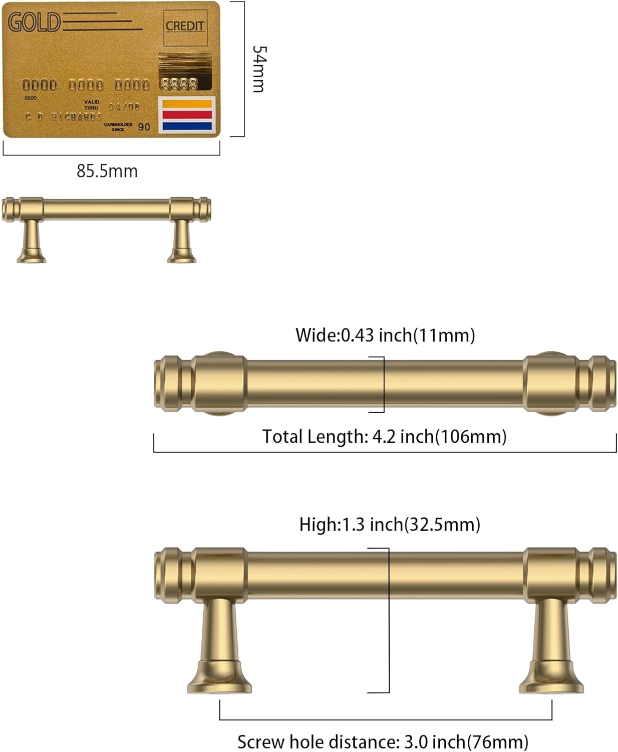 DESIGN2306 Cabinet Pulls – Heavy Duty Solid Kitchen & Drawer Handles
