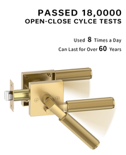 ZR01-098A Satin Champagne Bronze Door Levers, Knurled Square Rosette | Privacy, Passage, Dummy