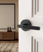 ZR02-124A Matte Black Door Handle Knurled Lever Modern Style | Privacy, Passage, Dummy