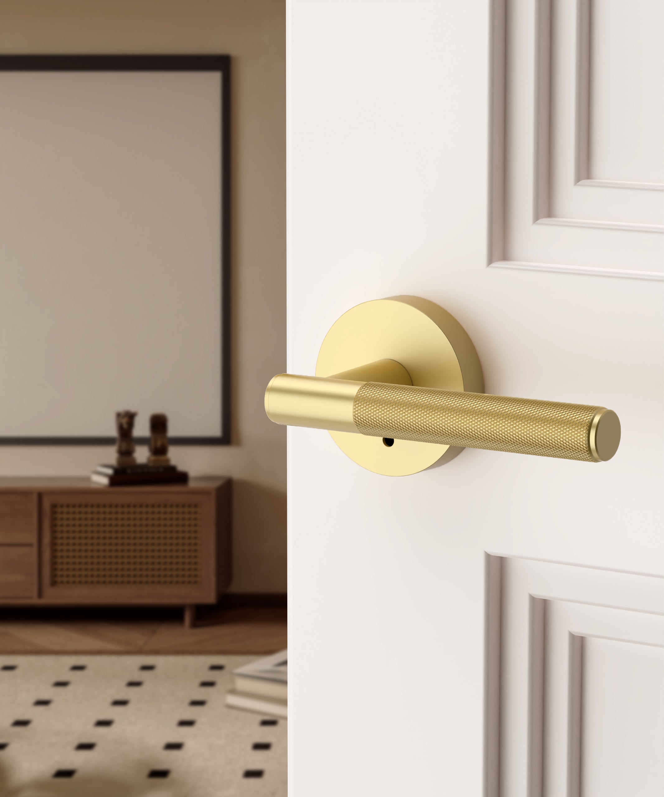 ZR02-124A Matte Black Door Handle Knurled Lever Modern Style | Privacy, Passage, Dummy