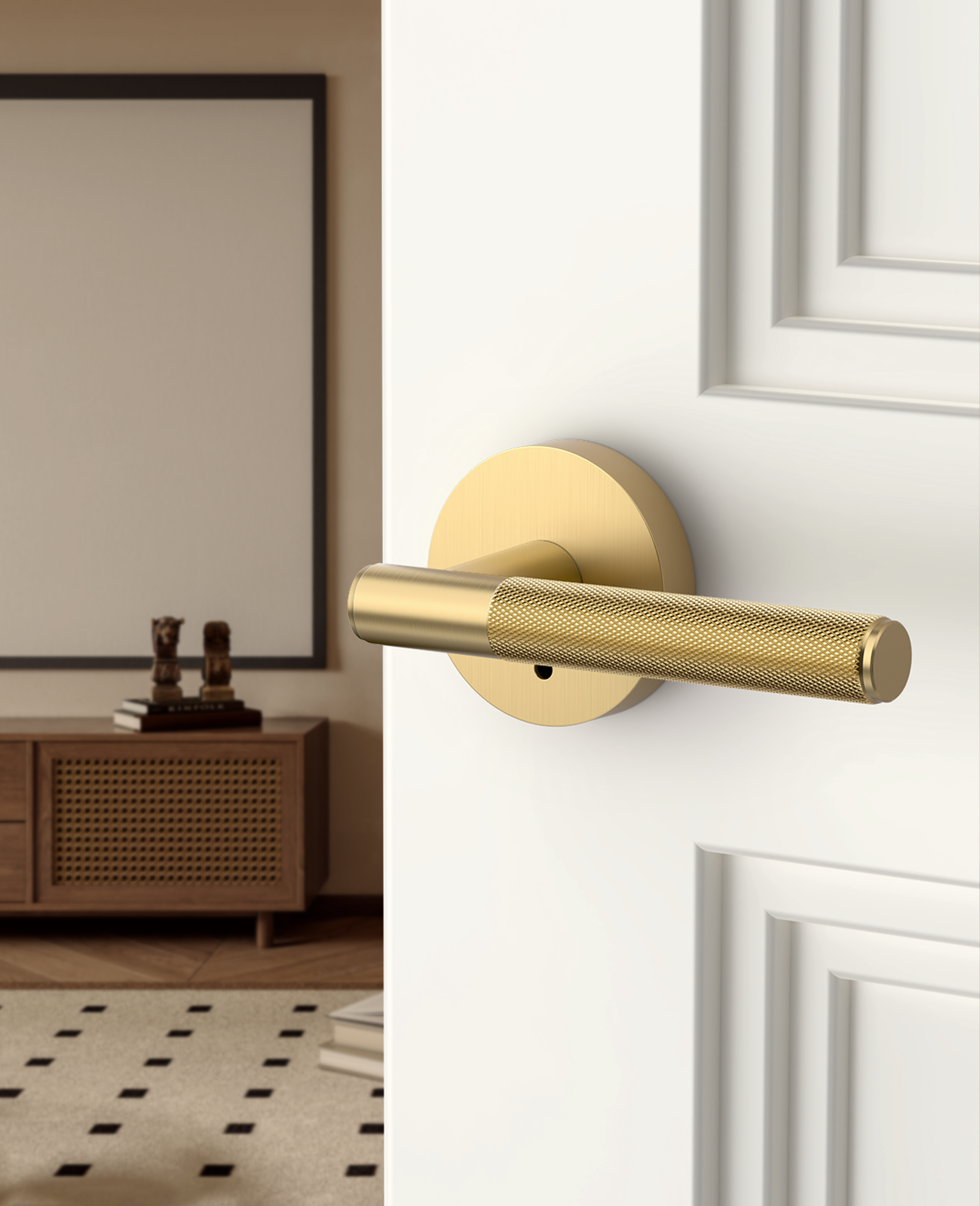 ZR02-124A Matte Black Door Handle Knurled Lever Modern Style | Privacy, Passage, Dummy