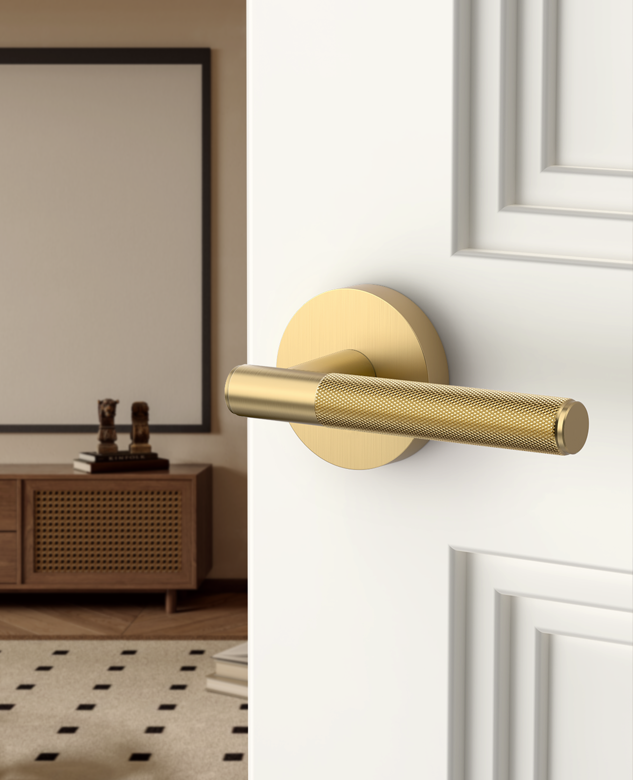 ZR02-124A Matte Black Door Handle Knurled Lever Modern Style | Privacy, Passage, Dummy
