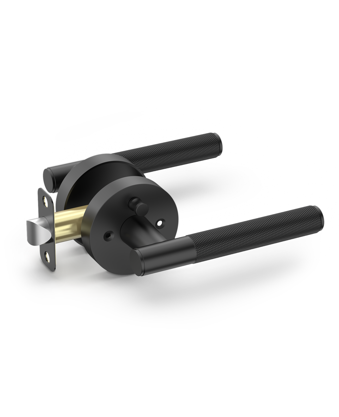 ZR02-124A Matte Black Door Handle Knurled Lever Modern Style | Privacy, Passage, Dummy
