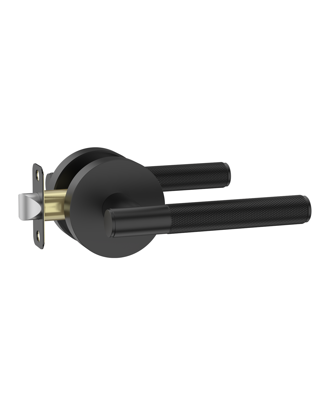ZR02-124A Matte Black Door Handle Knurled Lever Modern Style | Privacy, Passage, Dummy