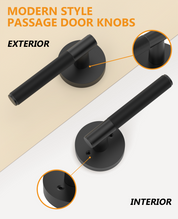 ZR02-124A Matte Black Door Handle Knurled Lever Modern Style | Privacy, Passage, Dummy