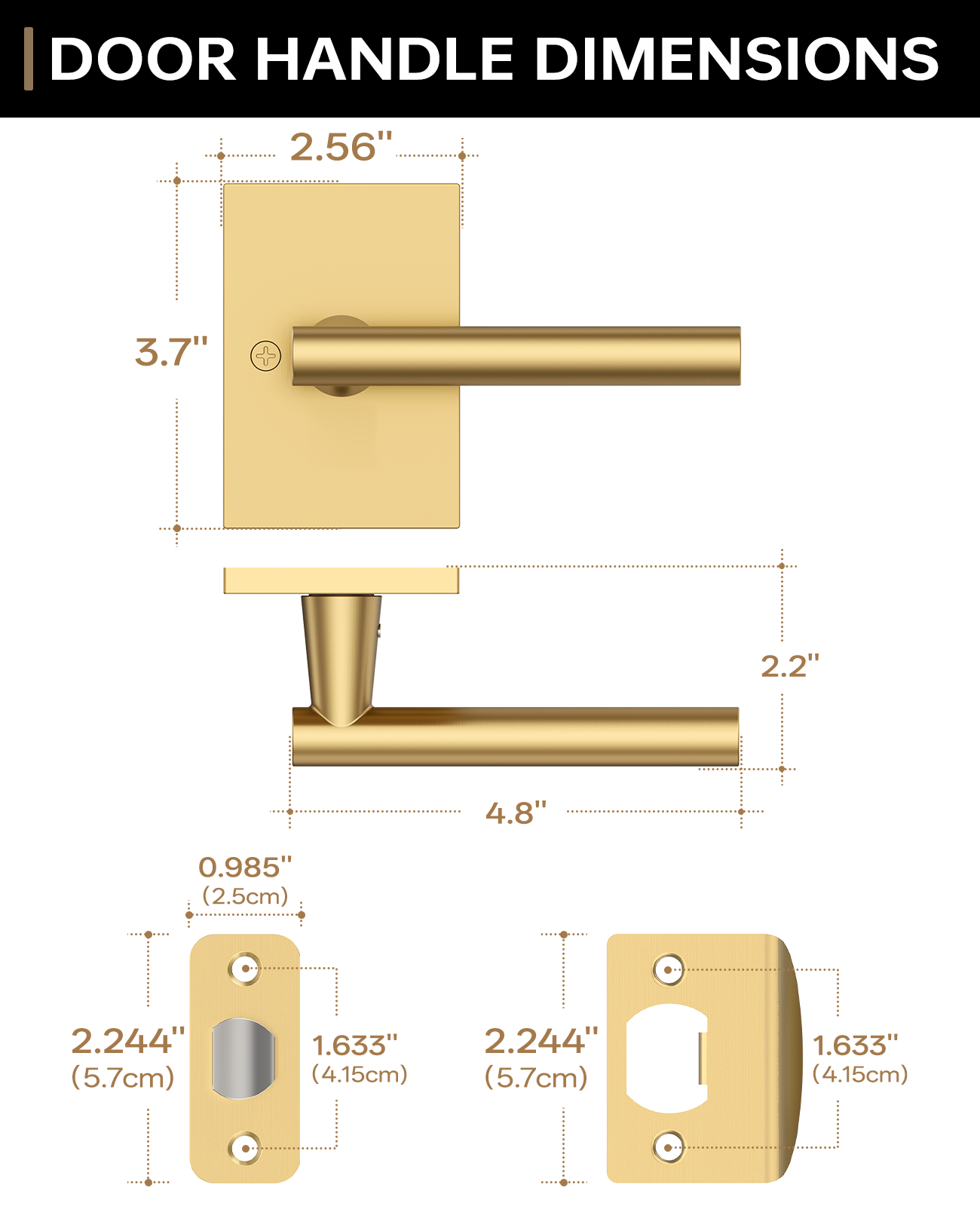 ZR08-097Z Champagne Bronze Door Levers, Heavy-Duty Feel & Modern Minimalist | Privacy, Passage, Dummy