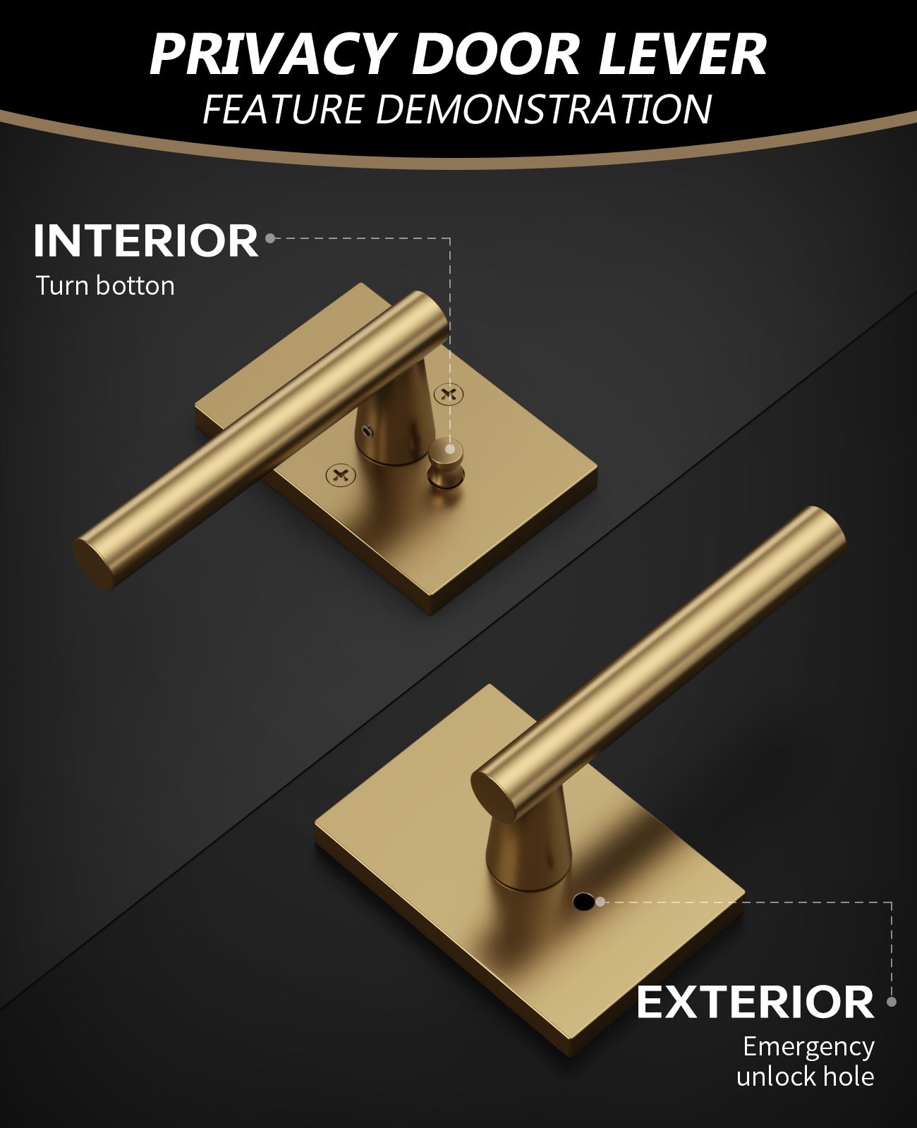 ZR08-097Z Champagne Bronze Door Levers, Heavy-Duty Feel & Modern Minimalist | Privacy, Passage, Dummy