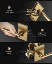 ZR08-097Z Champagne Bronze Door Levers, Heavy-Duty Feel & Modern Minimalist | Privacy, Passage, Dummy