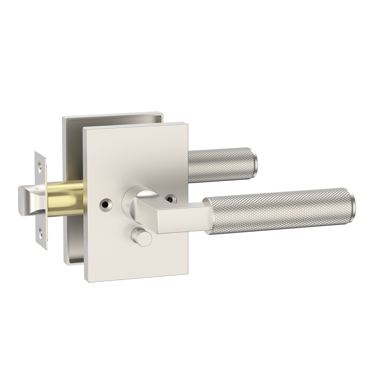 ZR01-098A Satin Champagne Bronze Door Levers, Knurled Square Rosette | Privacy, Passage, Dummy