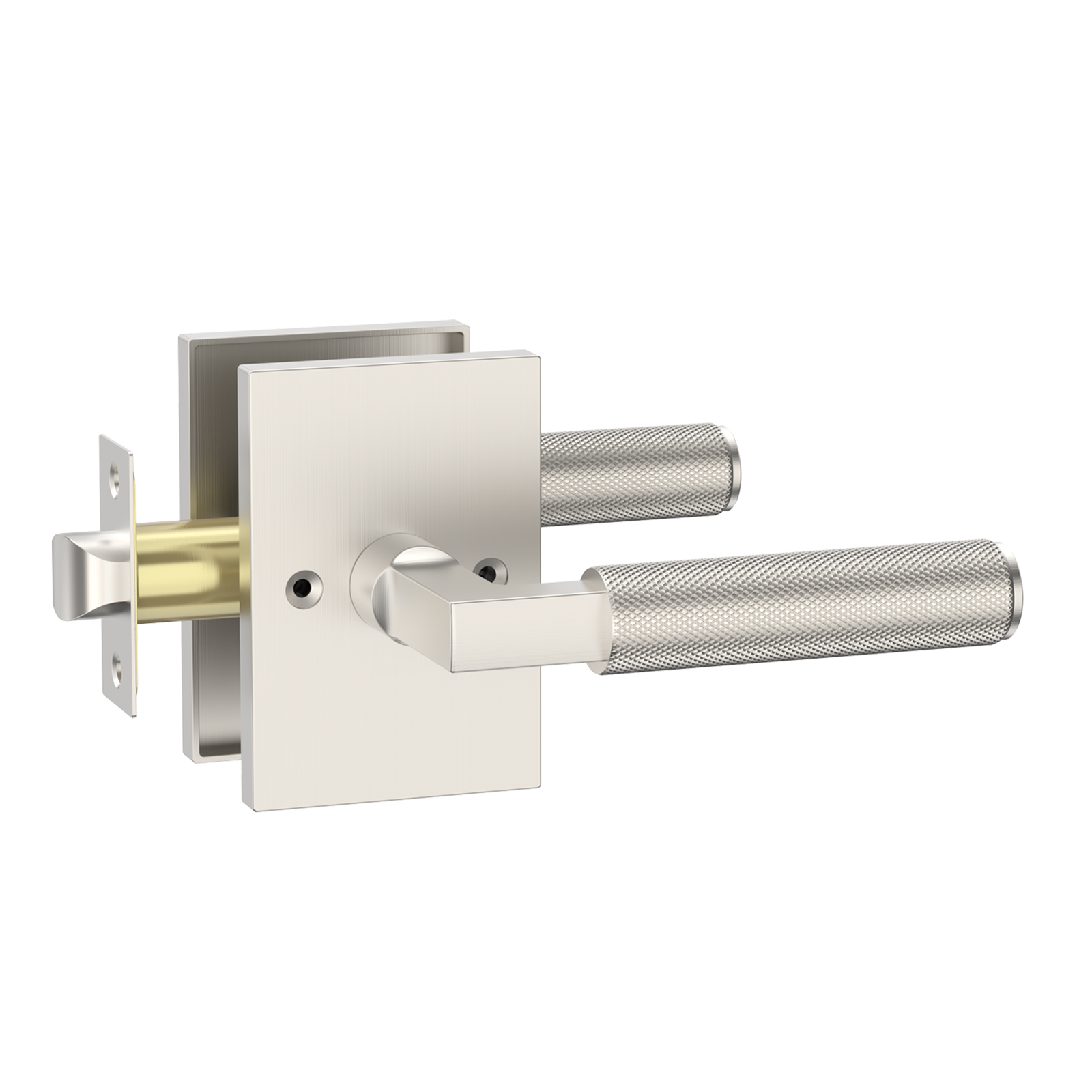 ZR01-098A Satin Champagne Bronze Door Levers, Knurled Square Rosette | Privacy, Passage, Dummy