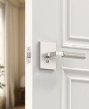 ZR01-098A Satin Champagne Bronze Door Levers, Knurled Square Rosette | Privacy, Passage, Dummy
