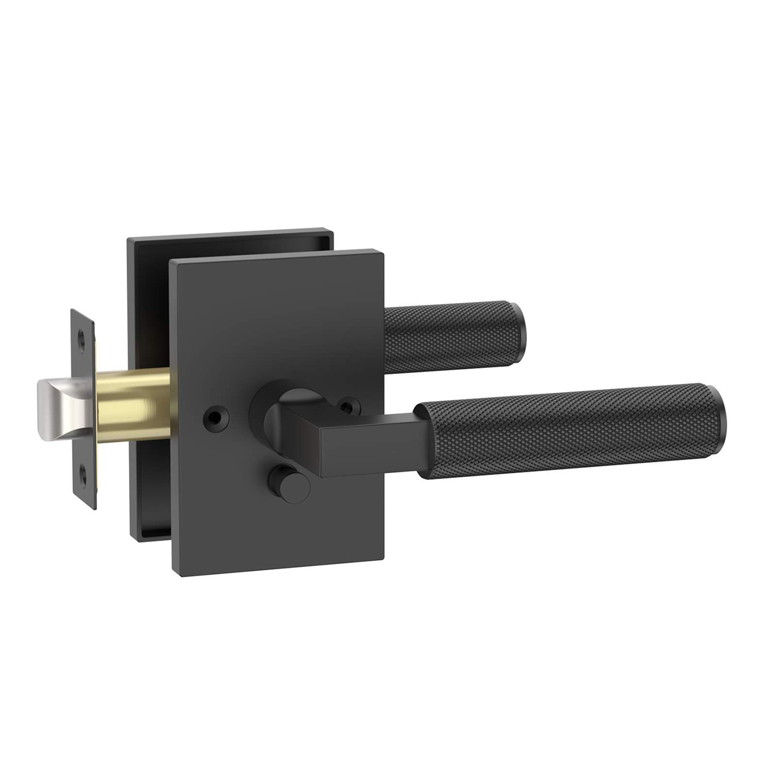 ZR01-098A Satin Champagne Bronze Door Levers, Knurled Square Rosette | Privacy, Passage, Dummy