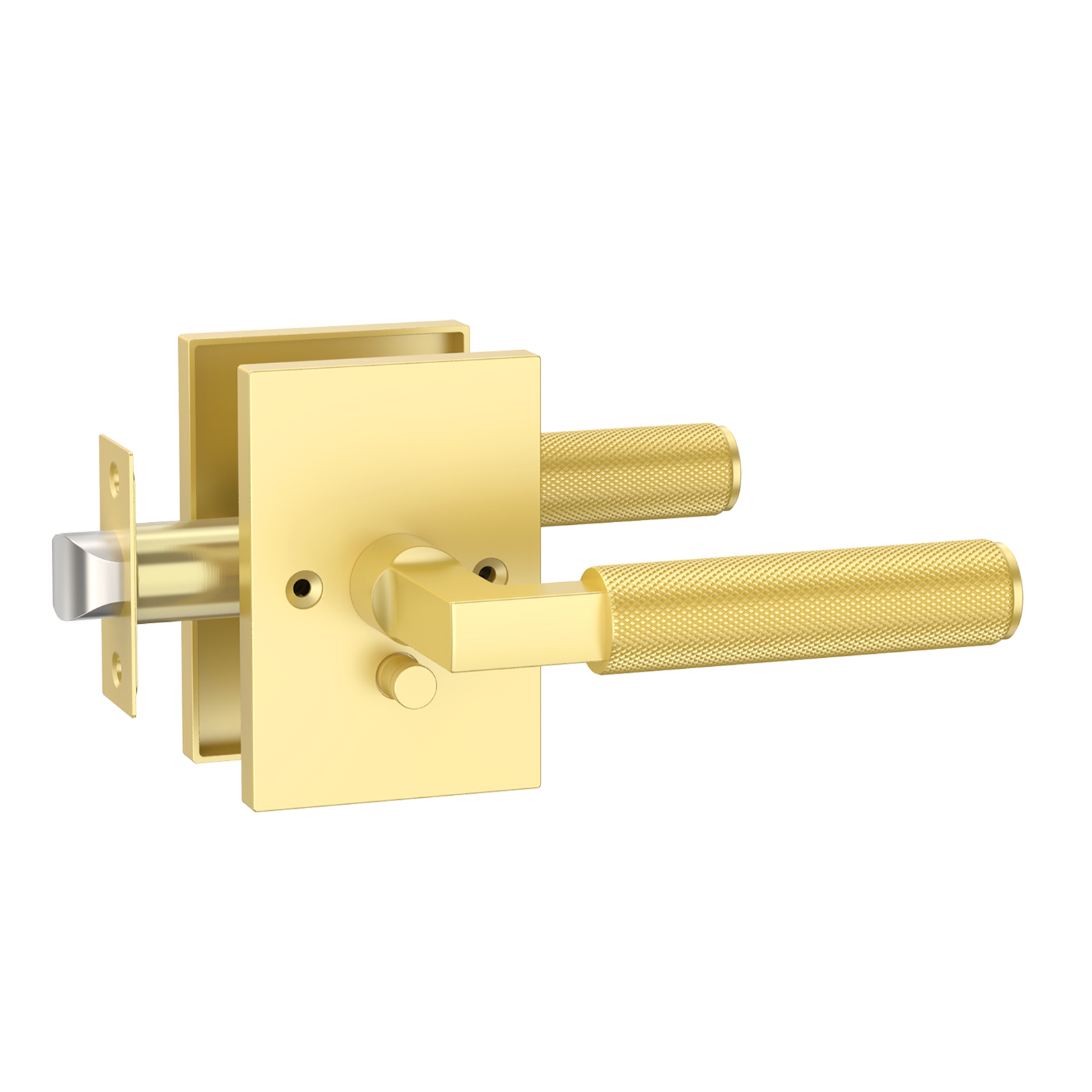 ZR01-098A Satin Champagne Bronze Door Levers, Knurled Square Rosette | Privacy, Passage, Dummy