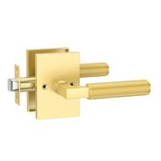ZR01-098A Satin Champagne Bronze Door Levers, Knurled Square Rosette | Privacy, Passage, Dummy