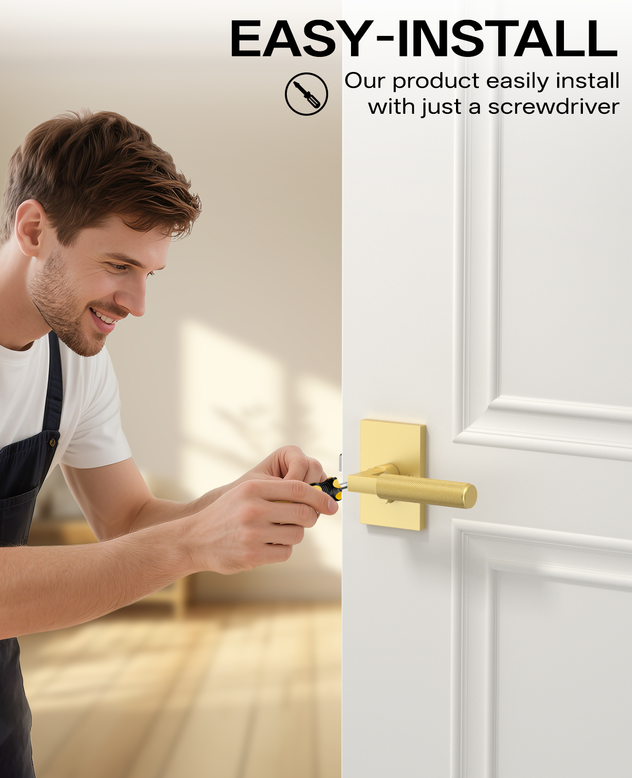 ZR01-098A Satin Champagne Bronze Door Levers, Knurled Square Rosette | Privacy, Passage, Dummy