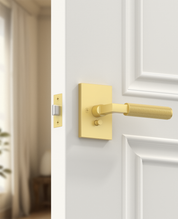 ZR01-098A Satin Champagne Bronze Door Levers, Knurled Square Rosette | Privacy, Passage, Dummy