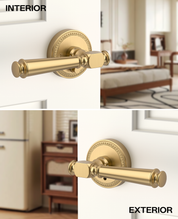 ZR12-054A Satin Champagne Bronze Door Levers with Beaded Rosette | Privacy, Passage, Dummy