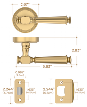 ZR12-054A Satin Champagne Bronze Door Levers with Beaded Rosette | Privacy, Passage, Dummy