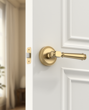 ZR12-054A Satin Champagne Bronze Door Levers with Beaded Rosette | Privacy, Passage, Dummy