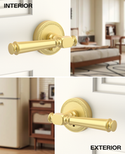 ZR12-054A Satin Champagne Bronze Door Levers with Beaded Rosette | Privacy, Passage, Dummy