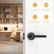 ZR02-124A Matte Black Door Handles | Modern Knurled Lever Door Locks (Privacy, Passage, Dummy)